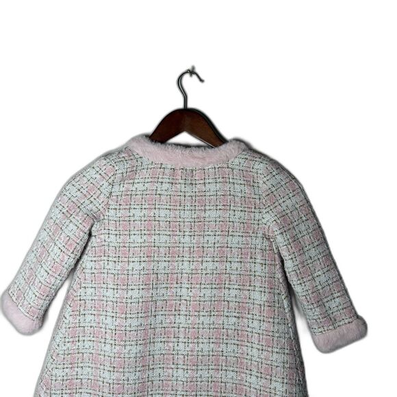 Blueberi Boulevard Pink Tweed Coat Open Front Girls Size 4/5 Princess - Picture 7 of 16